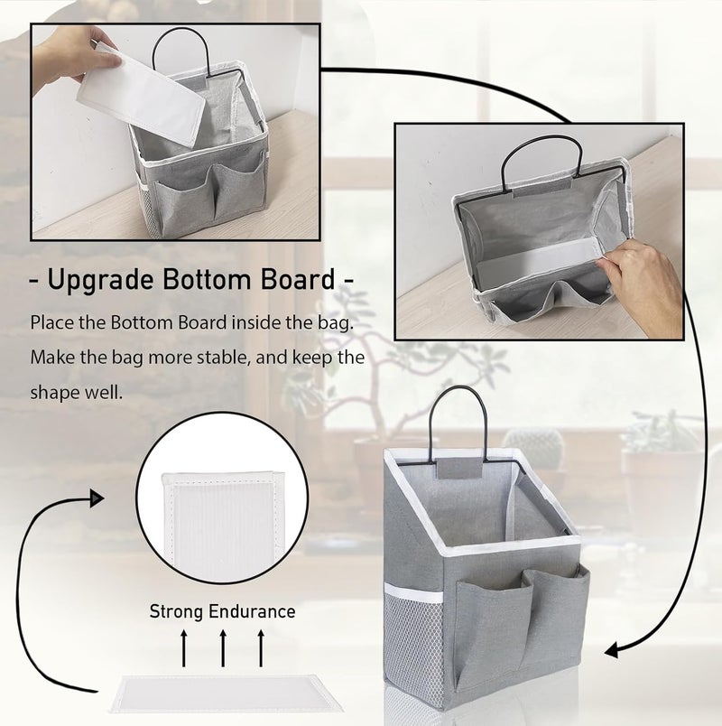 Kanrichu 2pcs Small Wall Hanging Baskets for Organizing, Wall Hanging Storage Bag as Over the Door Organizer, Wall File Organizer, Rv Storage and Organization. For Bedroom, Office, Camper (Gray) - Image 4
